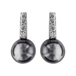 BOUCLES D&#039;OREILLES TIGE ARGENT RHODIE PERLE SYNTHETIQUE GRIS