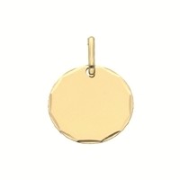 Pendentif mdaille ronde Lapide  graver or jaune 9 carats