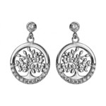 BOUCLES D&#039;OREILLES TIGE ARGENT RHODIE ARBRE DE VIE OXYDES BL