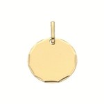 Pendentif mdaille ronde Lapide  graver or jaune 9 carats