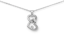 Collier argent rhodie double coeur avec oxyde