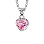 collier argent coeur rose