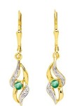 Boucles d&#039;oreilles pendante emeraude or jaune