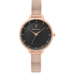 Montre Femme DELICE Cadran Noir Bracelet Acier Dor-rose