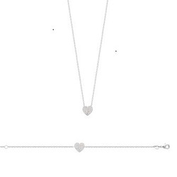 Collier argent rhodie coeur oxydes 87363245