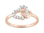 Bague plaqu or rose double coeur oxyde de zirconium