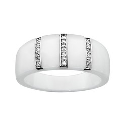 Bague cramique blanche facet 3 barettes