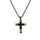 COLLIER ACIER PVD NOIR PENDENTIF CROIX 40X28MM AVEC MOTIF DOR�