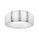 Bague cramique blanche facet 3 barettes