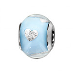  Charms coulissant argent rhodi Murano Bleu clair