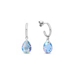 Boucles d&#039;Oreilles Petite goutte argent rhodi cristal