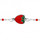 BRACELET ARGENT RHODIE BOULES FRAISE RESINE ROUGE 