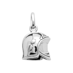 Pendentif argent rhodi casque pompier