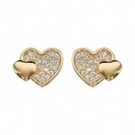 Boucles d&#039;oreilles double coeurs plaqu or