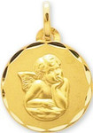Médaille ronde, ange or jaune 9 carats 660116