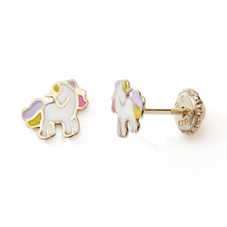 Boucles d'oreilles or licorne laque