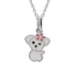 COLLIER ARGENT RHODIE PENDENTIF KOALA RESINE BLANCHE 36+2CM