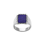 BAGUE ACIER RECTANGULAIRE LAPIS LAZULI RECONSTITU�E