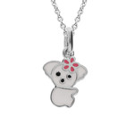 COLLIER ARGENT RHODIE PENDENTIF KOALA RESINE BLANCHE 36+2CM