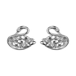 Boucles d'oreilles argent cygne