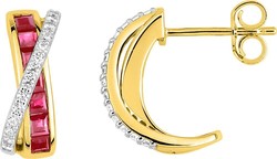 Boucles d'oreilles rubis oxydes or 9 carats