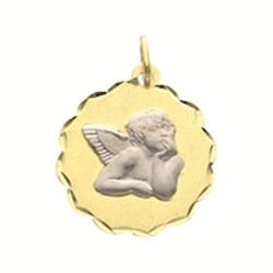 Mdaille ronde ange or jaune XRR74