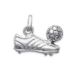 Pendentif argent rhodi chaussure de foot