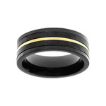 BAGUE ACIER AVEC CARBONE ET PVD NOIR ET FILET PVD DOR� 8MM