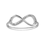 BAGUE ARGENT RHODI FORME HUIT INFINI PIERRES BLANCHES