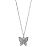 Collier argent rhodi papillon glitter