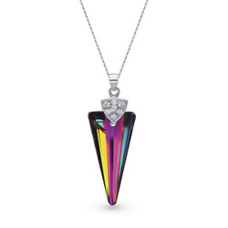 Collier Spike argent rhodi  Cristal