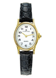 Montre plaqu or jaune bracelet cuir 646461