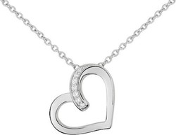 Collier argent rhodi coeur oxydes