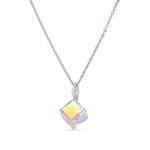 Collier Cube argent rhodi  cristal  