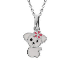 COLLIER ARGENT RHODIE PENDENTIF KOALA RESINE BLANCHE