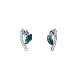 Boucles d'Oreilles Brindille argent rhodi  cristal