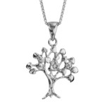 Collier argent rond arbre de vie avec oxydes de zirconium