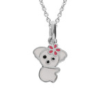 COLLIER ARGENT RHODIE PENDENTIF KOALA RESINE BLANCHE  