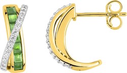 Boucles d'oreilles emeraude oxydes or jaune 9 carats
