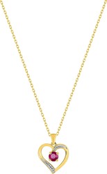 collier coeur rubis or jaune 9 carats