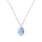 Collier Petite goutte argent rhodi  cristal 