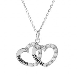 collier double coeur argent 