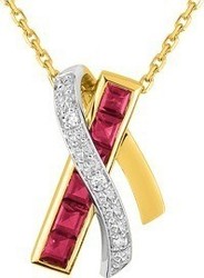 Collier rubis & diamants or jaune 18 carats MY509BRB