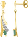 Boucles d&#039;oreilles pendante emeraude or jaune