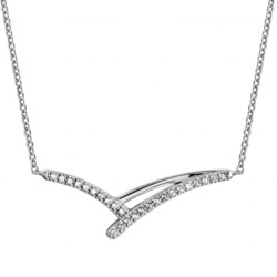 COLLIER ARGENT RHODI� FORME V OXYDES 