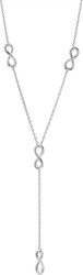 Collier argent rhodie forme Y infini