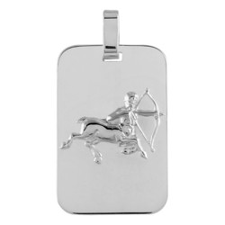 PENDENTIF ZODIAQUE PLAQUE GI POISSONS ARGENT RHODIE BRILLANT