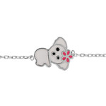 BRACELET ARGENT RHODIE KOALA RESINE BLANCHE 14+2CM