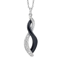 collier argent  cramique noire et oxydes