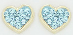 Boucles d&#039;oreilles coeur cristaux bleu or jaune 9 carats